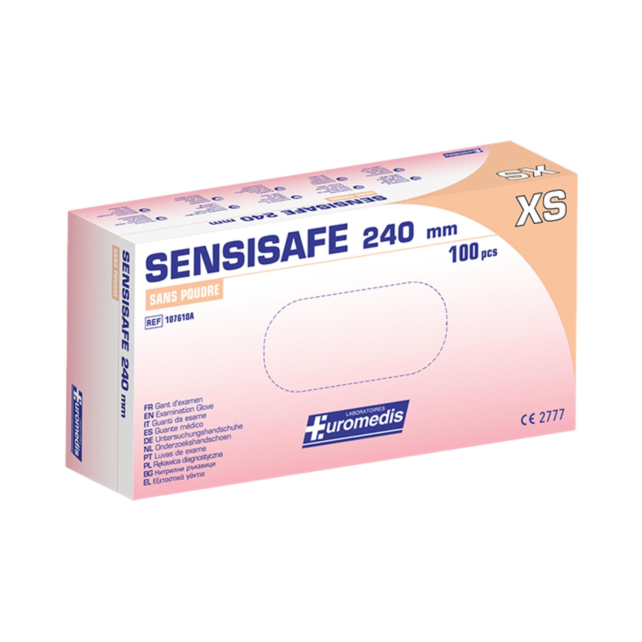 Gants d'examen SENSISAFE - Sans latex - Sans poudre - Hypoallergénique - Boite de 100