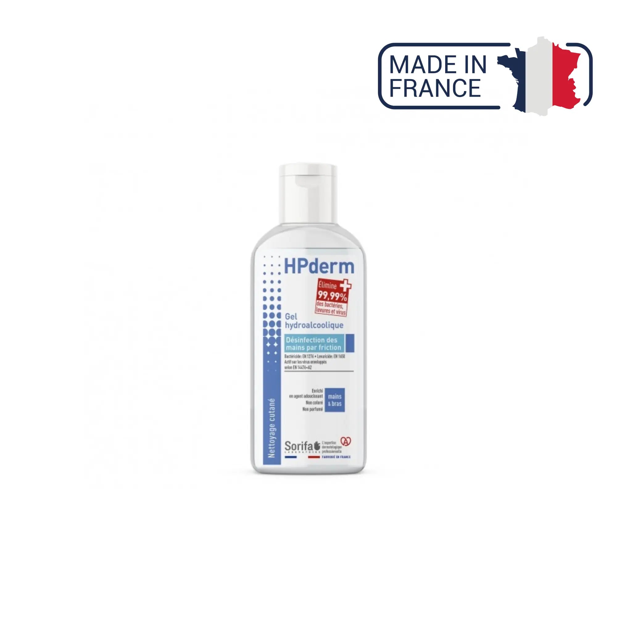 HPderm - Gel hydroalcoolique - Désinfection par friction - plusieurs contenances Laboratoire Sorifa Flacon 100 ml