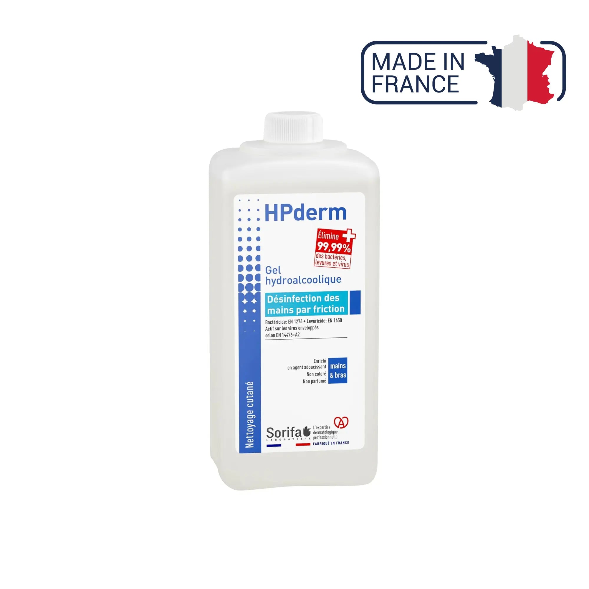 HPderm - Gel hydroalcoolique - Désinfection par friction - plusieurs contenances Laboratoire Sorifa Flacon 1 L