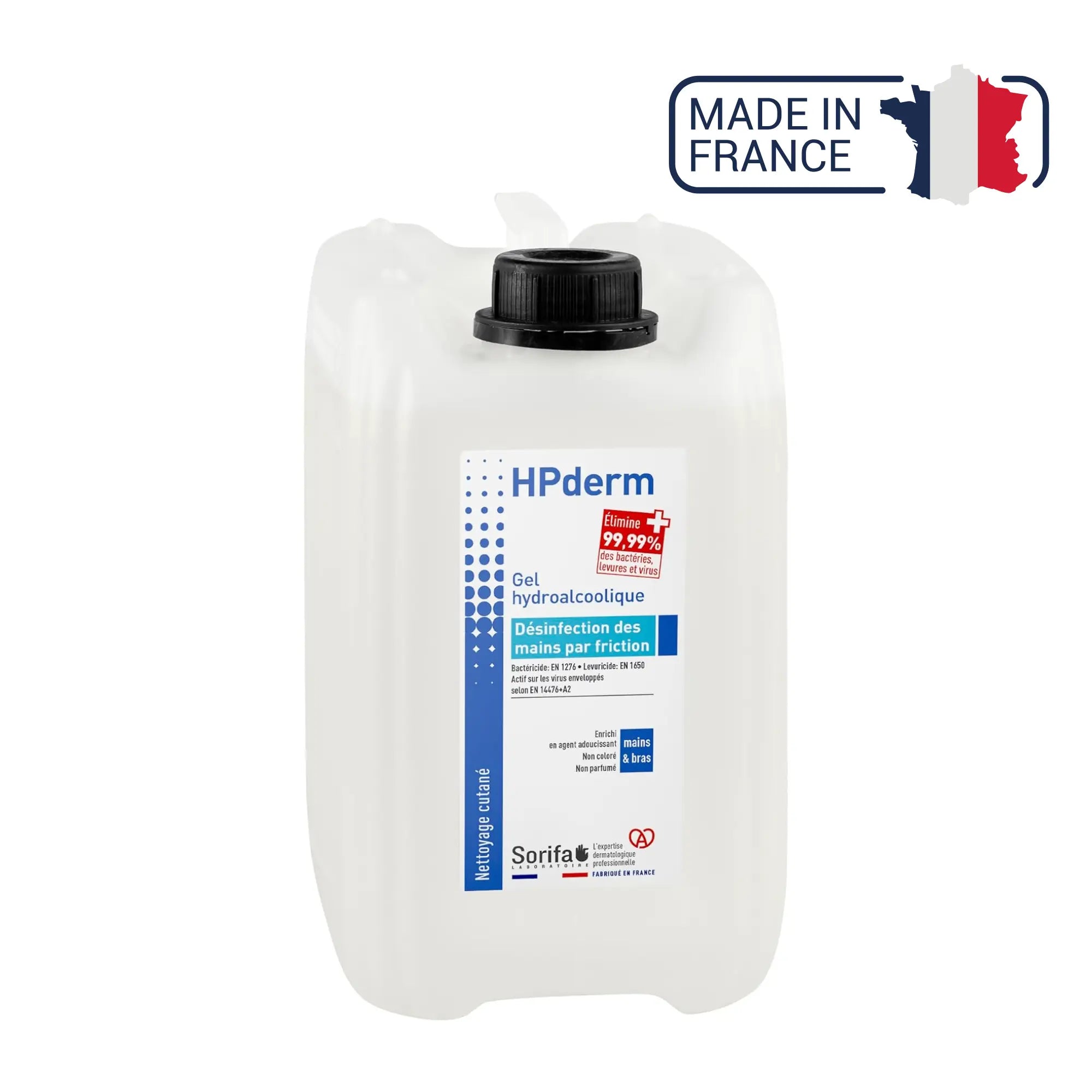 HPderm - Gel hydroalcoolique - Désinfection par friction - plusieurs contenances Laboratoire Sorifa Bidon 5 L
